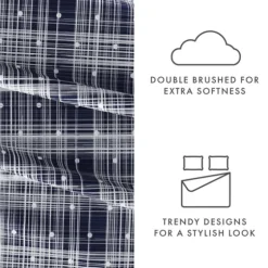 Navy Plaid Polka Dot 3-Pc. Twin Sheet Set-Kirkland's Home Discount
