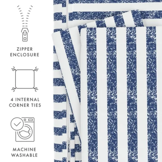 Navy Rugged Stripe 2-Pc. Twin Duvet Cover Set-Kirkland's Home Sale