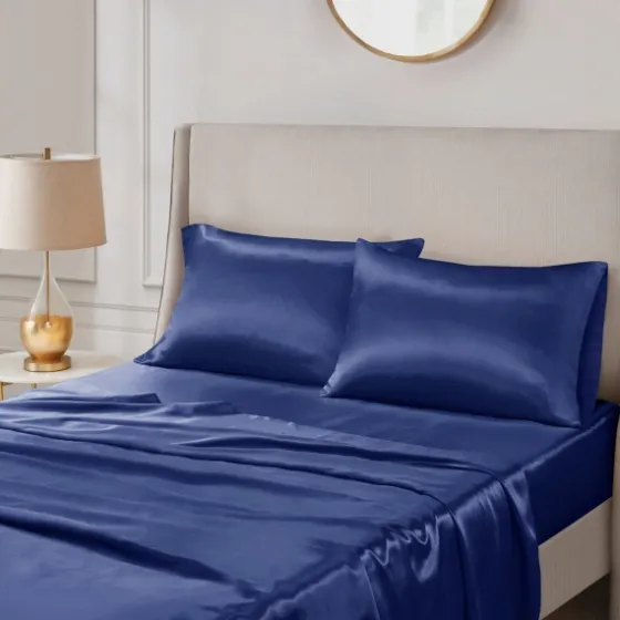 Navy Satin King 2-Pc. Pillow Case Set-Kirkland's Home Online