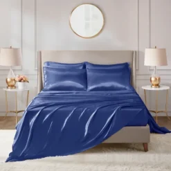 Navy Satin 6-Pc. Full Sheet Set-Kirkland's Home Shop