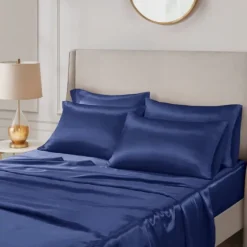 Navy Satin 6-Pc. Queen Sheet Set-Kirkland's Home Sale