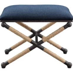 Navy Seat And Black Metal Ottoman-Kirkland's Home Hot