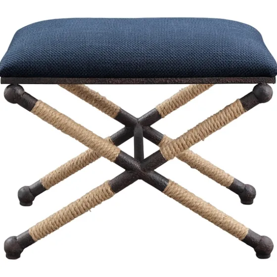 Navy Seat And Black Metal Ottoman-Kirkland's Home Hot