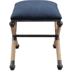 Navy Seat And Black Metal Ottoman-Kirkland's Home Hot