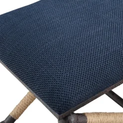 Navy Seat And Black Metal Ottoman-Kirkland's Home Hot