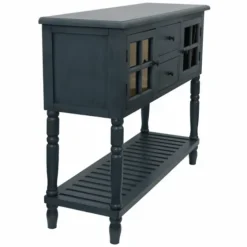 Navy Slatted Windowpane Console Table-Kirkland's Home Flash Sale
