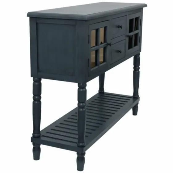 Navy Slatted Windowpane Console Table-Kirkland's Home Flash Sale