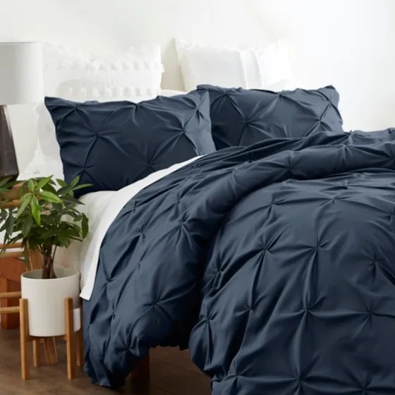 Navy Soft Pinched 3-Pc. Twin Duvet Cover Set-Kirkland's Home New