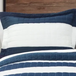 Navy Stripe 3-Pc. Full/Queen Quilt Set-Kirkland's Home Shop