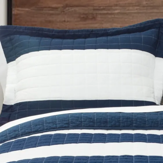 Navy Stripe 3-Pc. Full/Queen Quilt Set-Kirkland's Home Shop
