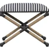 Navy Striped Seat And Black Metal Ottoman-Kirkland's Home New