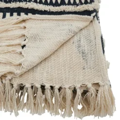 Navy Textured Geometric Fringed Throw-Kirkland's Home Best Sale