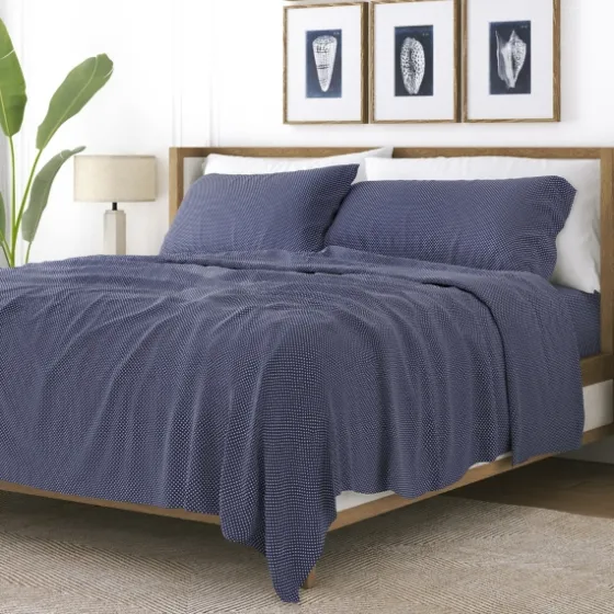 Navy Tiny Hearts 3-Pc. Twin Sheet Set-Kirkland's Home Cheap