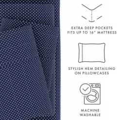 Navy Tiny Hearts 3-Pc. Twin Sheet Set-Kirkland's Home Cheap