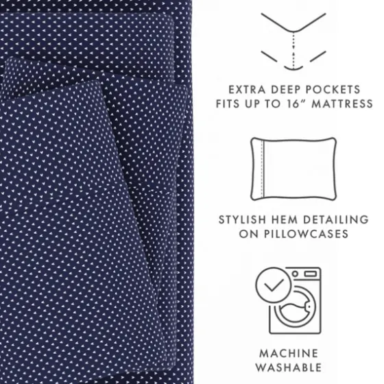 Navy Tiny Hearts 3-Pc. Twin Sheet Set-Kirkland's Home Cheap