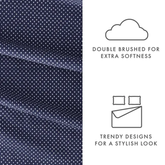 Navy Tiny Hearts 3-Pc. Twin Sheet Set-Kirkland's Home Cheap