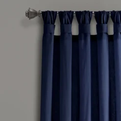 Navy Top Knotted Burlap Curtain Panel Set, 95 In.-Kirkland's Home Shop
