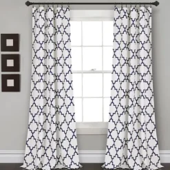 Navy Trellis Darkening Curtain Panel Set, 108 In.-Kirkland's Home Best