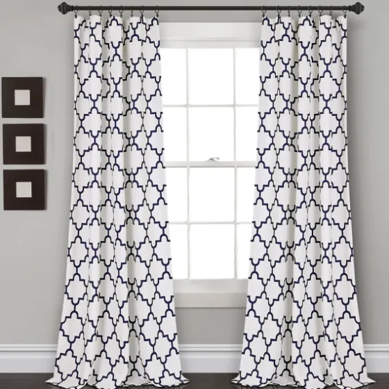 Navy Trellis Darkening Curtain Panel Set, 108 In.-Kirkland's Home Best