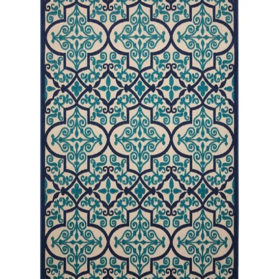 Navy Trellis Outdoor Area Rug, 7X10-Kirkland's Home Online