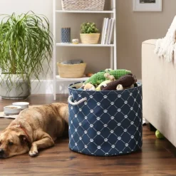 Navy Trellis Paw Print Storage Basket, 18 In.-Kirkland's Home Cheap