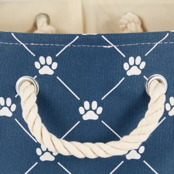 Navy Trellis Paw Print Storage Basket, 16 In.-Kirkland's Home Cheap