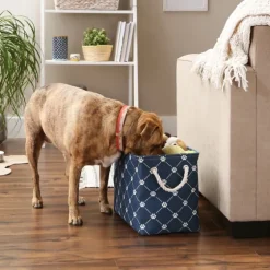 Navy Trellis Paw Print Storage Basket, 16 In.-Kirkland's Home Cheap