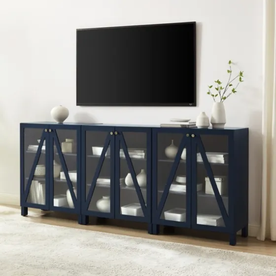 Navy Triangle 6-Door Wood Media Cabinet-Kirkland's Home Hot