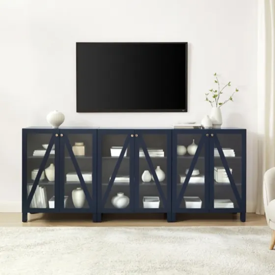 Navy Triangle 6-Door Wood Media Cabinet-Kirkland's Home Hot