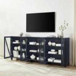 Navy Triangle 6-Door Wood Media Cabinet-Kirkland's Home Hot
