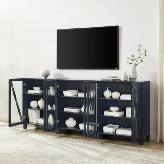 Navy Triangle 6-Door Wood Media Cabinet-Kirkland's Home Hot