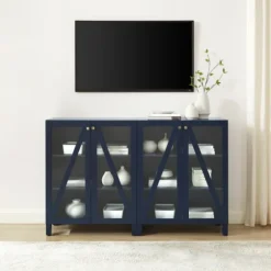 Navy Triangle 4-Door Wood Media Cabinet-Kirkland's Home Best