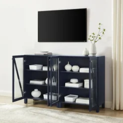 Navy Triangle 4-Door Wood Media Cabinet-Kirkland's Home Best