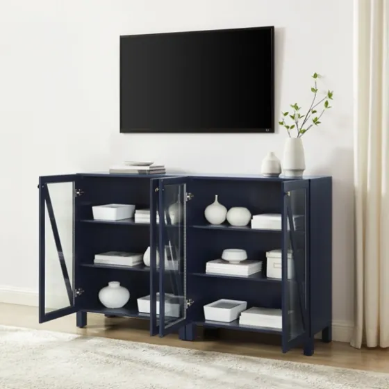 Navy Triangle 4-Door Wood Media Cabinet-Kirkland's Home Best