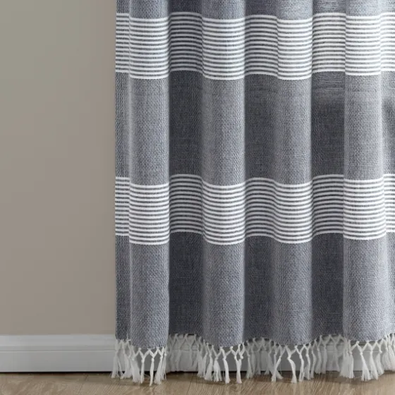 Navy Tucker Stripe Curtain Panel Set, 84 In.-Kirkland's Home Flash Sale