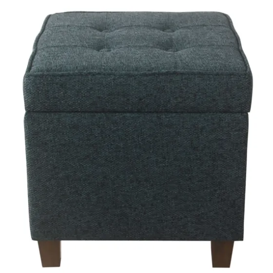 Navy Tufted Upholstered Storage Ottoman-Kirkland's Home Online