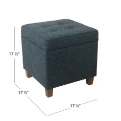 Navy Tufted Upholstered Storage Ottoman-Kirkland's Home Online