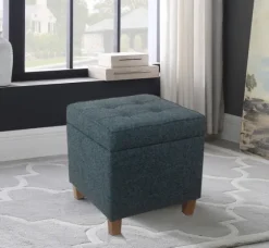 Navy Tufted Upholstered Storage Ottoman-Kirkland's Home Online