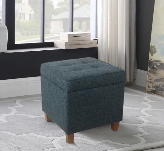 Navy Tufted Upholstered Storage Ottoman-Kirkland's Home Online