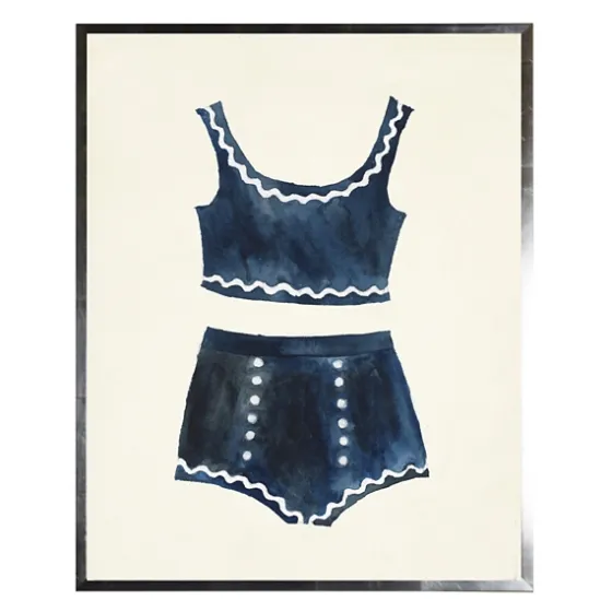 Navy Two Piece Bathing Suit Framed Art Print-Kirkland's Home Clearance