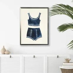 Navy Two Piece Bathing Suit Framed Art Print-Kirkland's Home Clearance