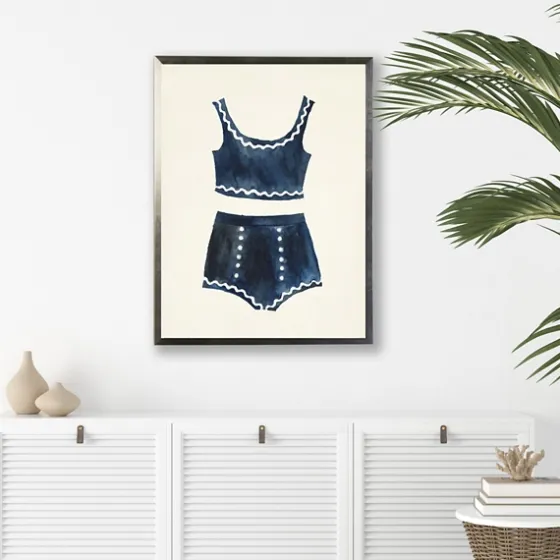 Navy Two Piece Bathing Suit Framed Art Print-Kirkland's Home Clearance