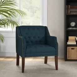 Navy Upholstered Button Tufted Accent Chair-Kirkland's Home Online