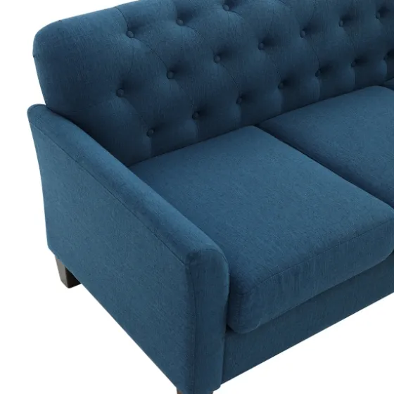 Navy Upholstered Button Tufted Loveseat-Kirkland's Home Hot