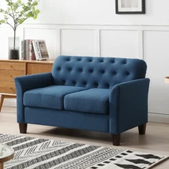 Navy Upholstered Button Tufted Loveseat-Kirkland's Home Hot