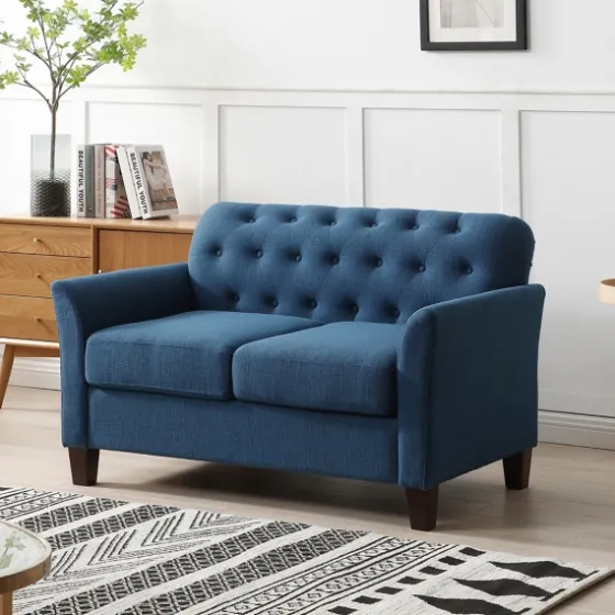 Navy Upholstered Button Tufted Loveseat-Kirkland's Home Hot