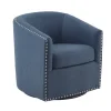 Navy Upholstered Nailhead Swivel Accent Chair-Kirkland's Home Outlet