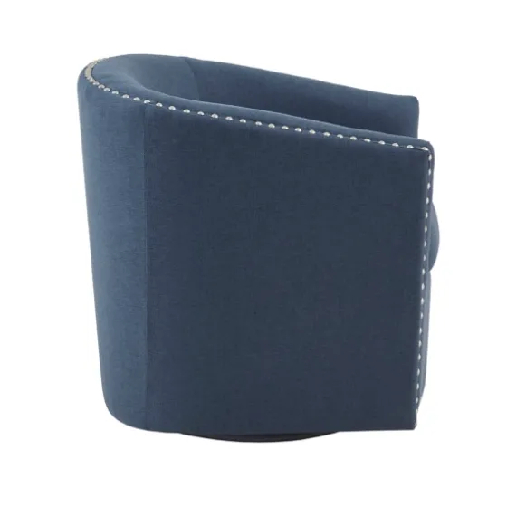 Navy Upholstered Nailhead Swivel Accent Chair-Kirkland's Home Outlet