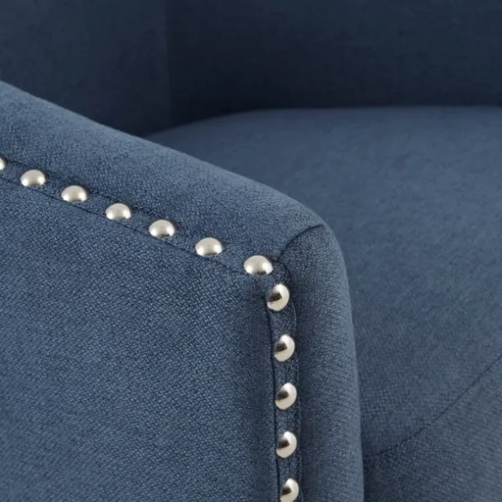 Navy Upholstered Nailhead Swivel Accent Chair-Kirkland's Home Outlet