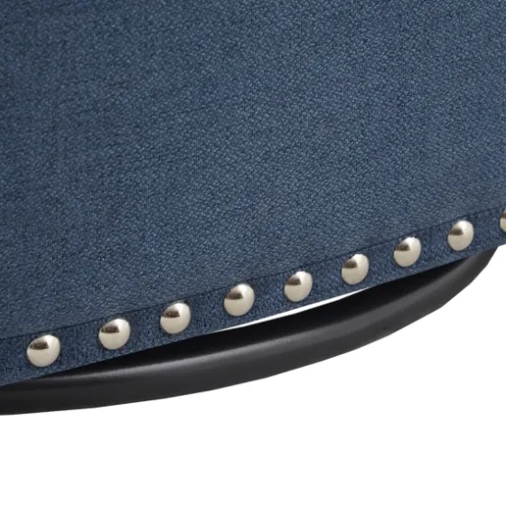 Navy Upholstered Nailhead Swivel Accent Chair-Kirkland's Home Outlet